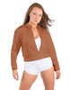 Solid Fleece Cropped Varsity Jacket