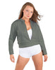 Solid Fleece Cropped Varsity Jacket