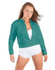 Solid Fleece Cropped Varsity Jacket