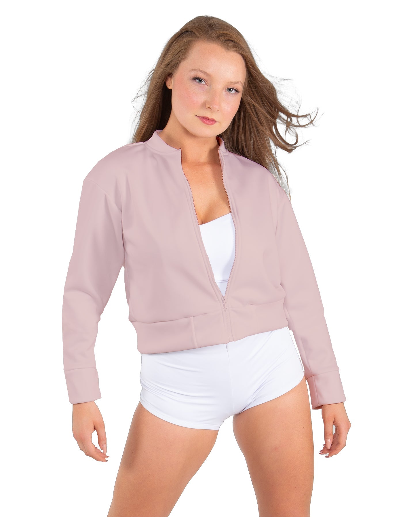 Solid Fleece Cropped Varsity Jacket