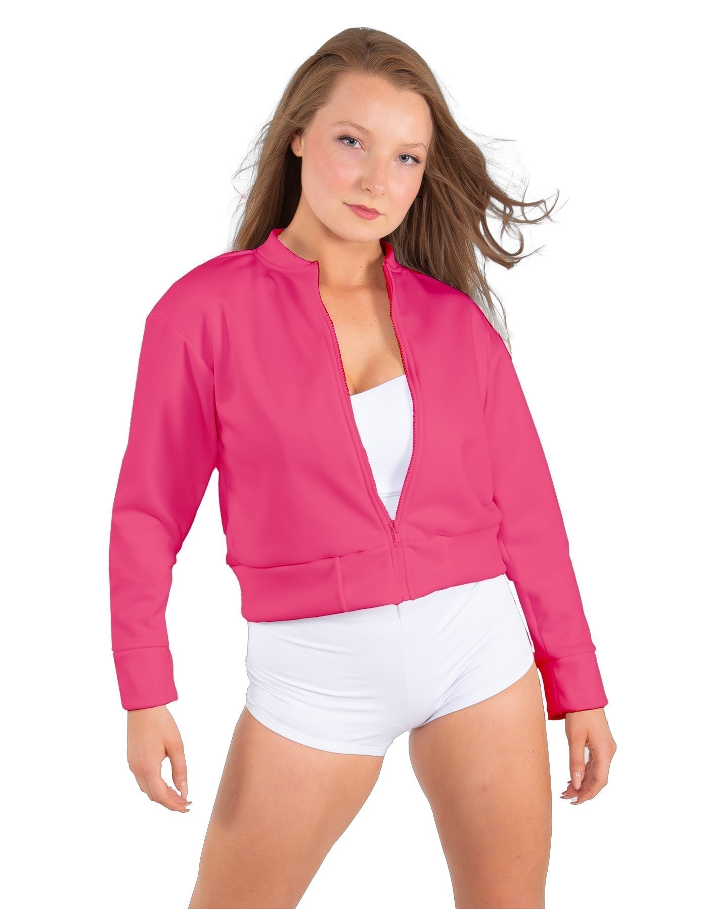 Solid Fleece Cropped Varsity Jacket
