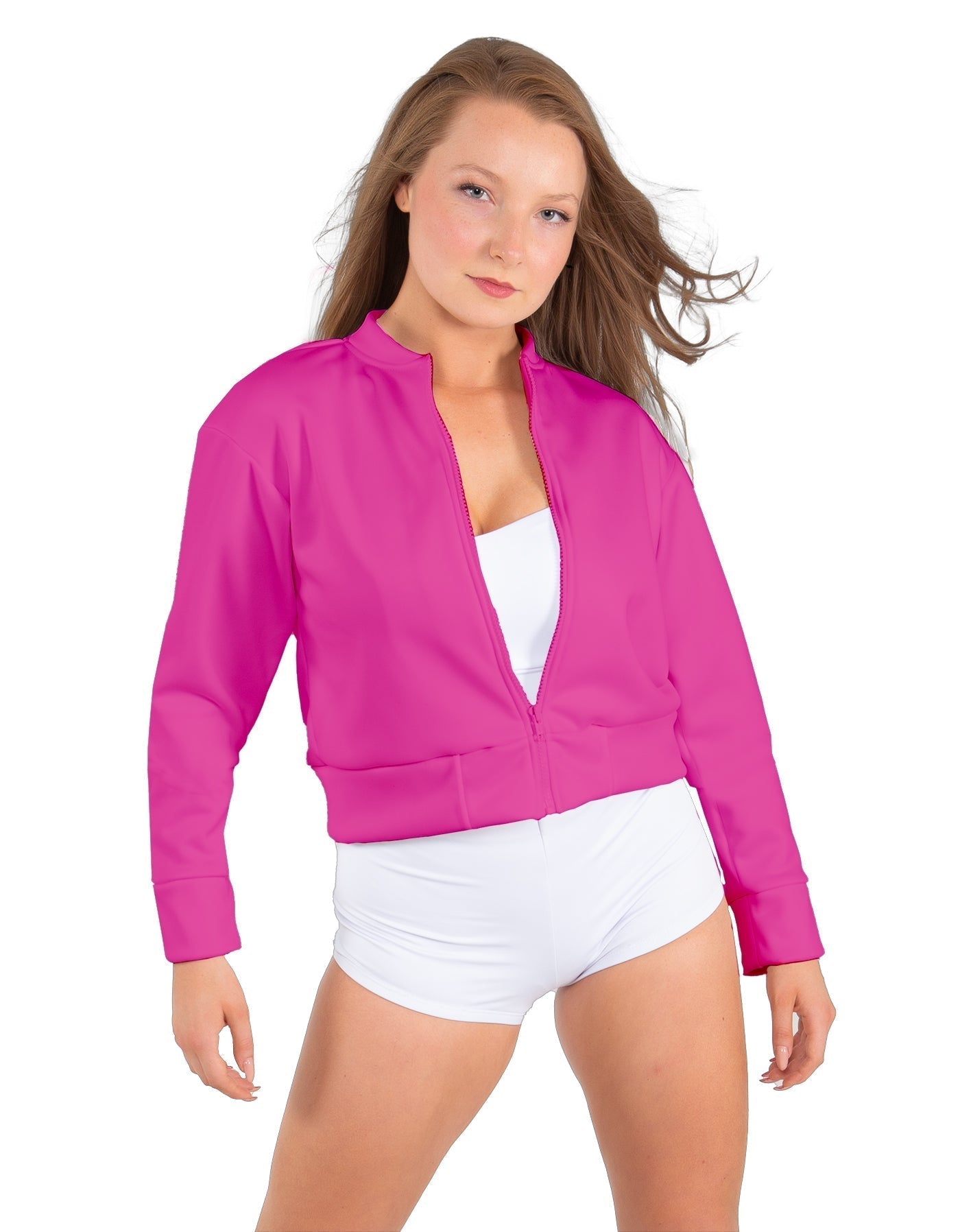 Solid Fleece Cropped Varsity Jacket