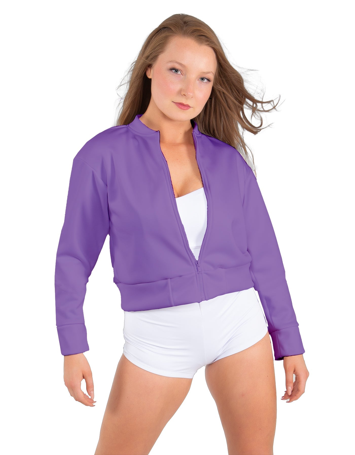 Solid Fleece Cropped Varsity Jacket
