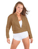 Solid Fleece Cropped Varsity Jacket