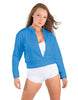 Solid Fleece Cropped Varsity Jacket
