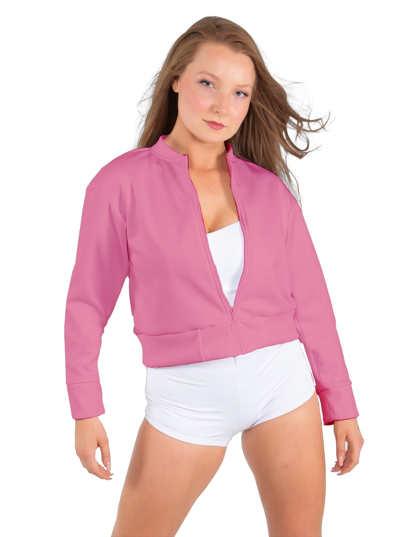 Solid Fleece Cropped Varsity Jacket