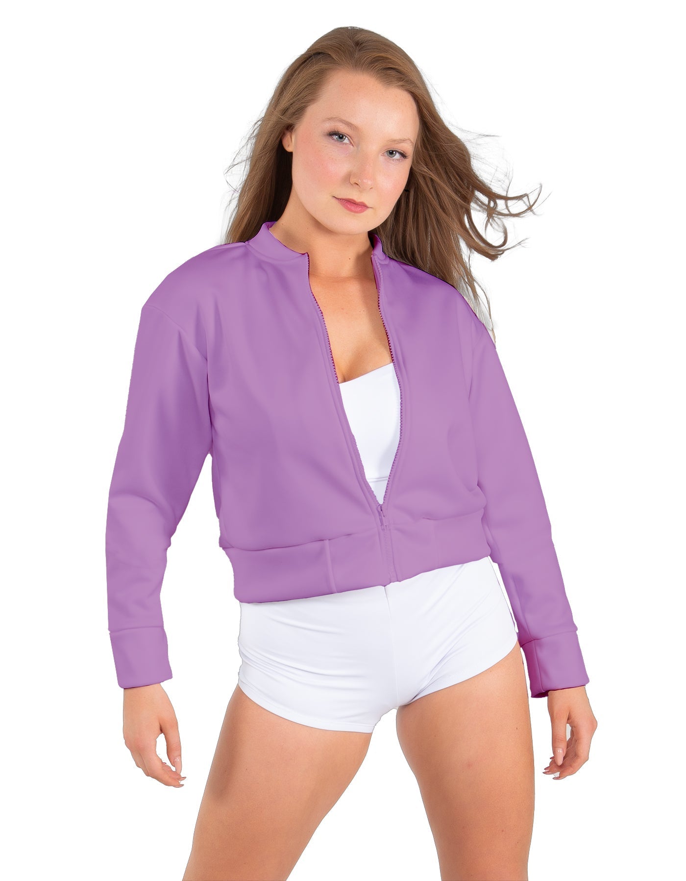 Solid Fleece Cropped Varsity Jacket