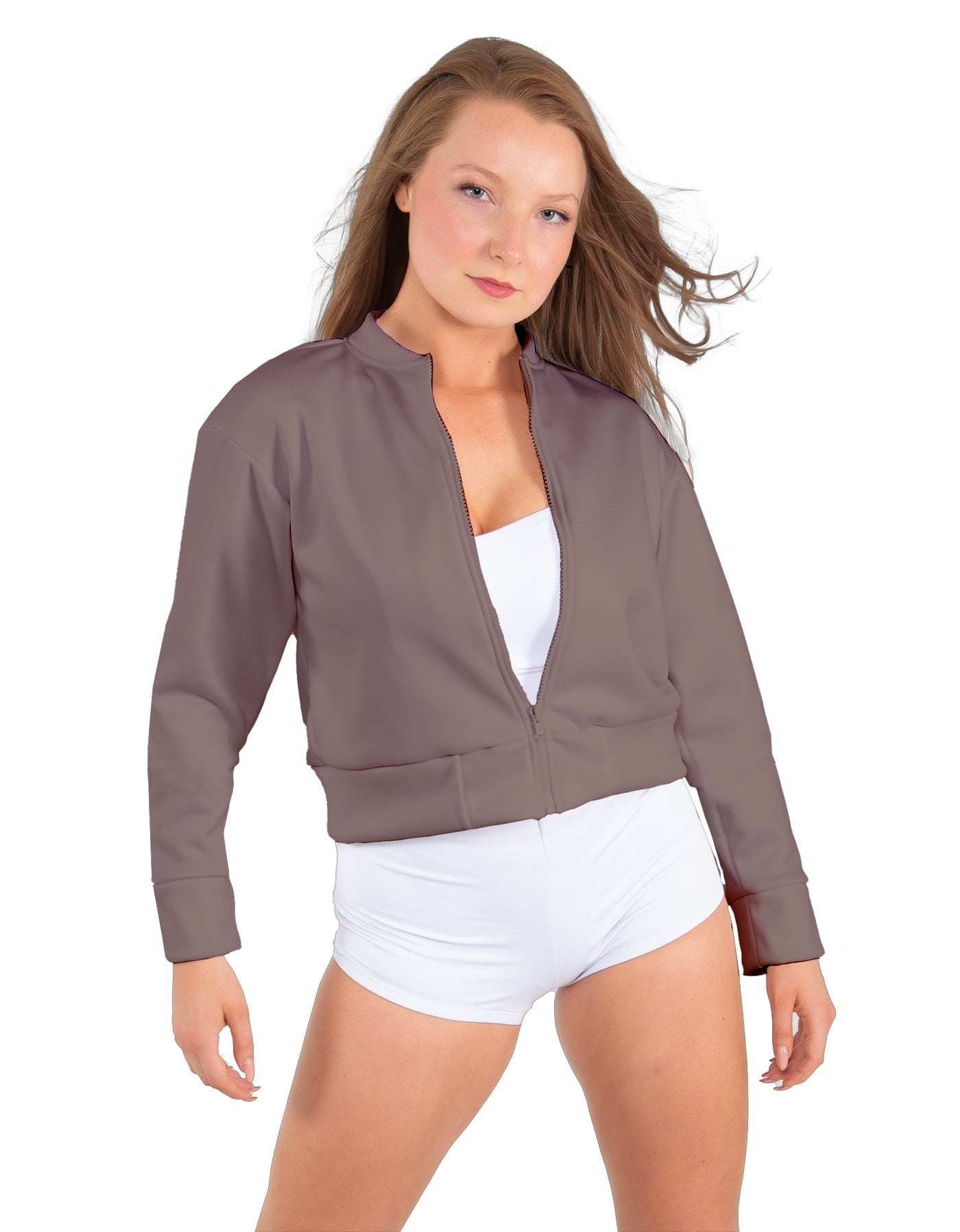 Solid Fleece Cropped Varsity Jacket