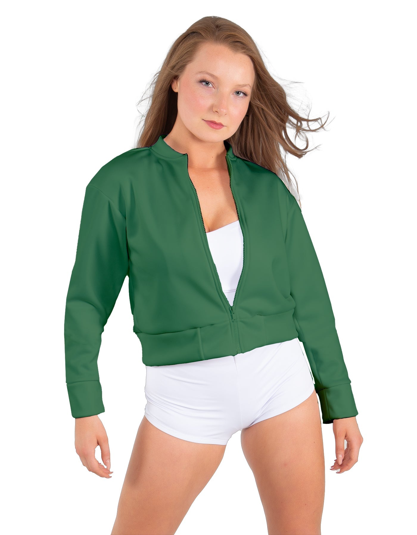 Solid Fleece Cropped Varsity Jacket