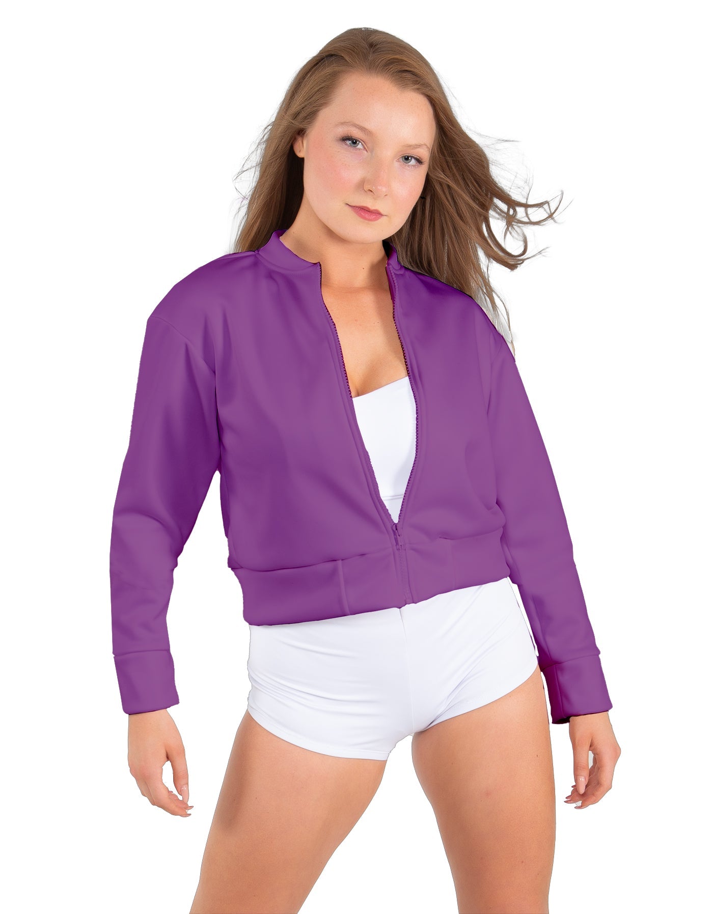 Solid Fleece Cropped Varsity Jacket