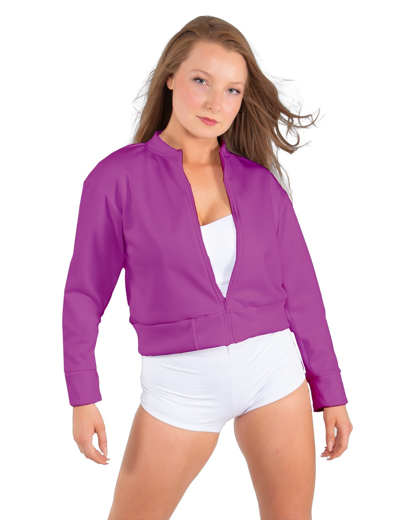 Solid Fleece Cropped Varsity Jacket