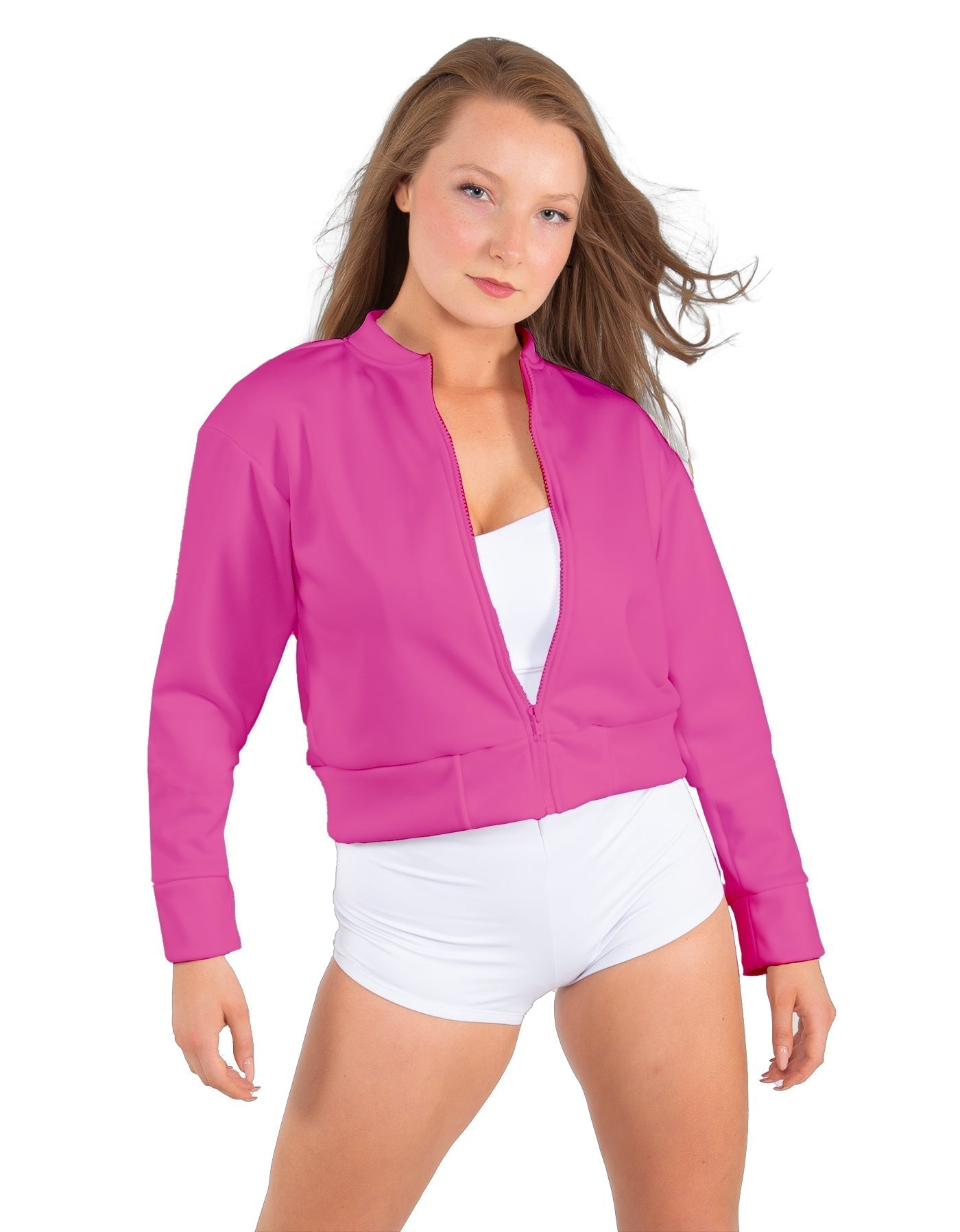 Solid Fleece Cropped Varsity Jacket