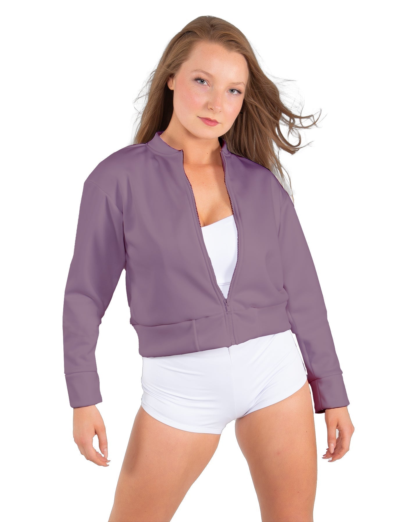 Solid Fleece Cropped Varsity Jacket