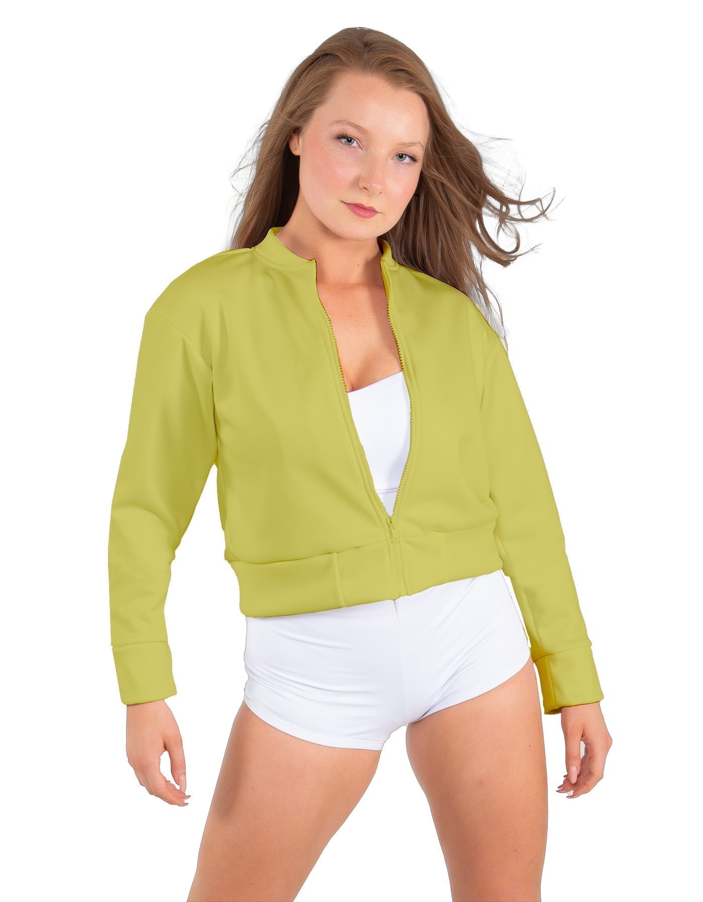 Solid Fleece Cropped Varsity Jacket