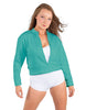 Solid Fleece Cropped Varsity Jacket