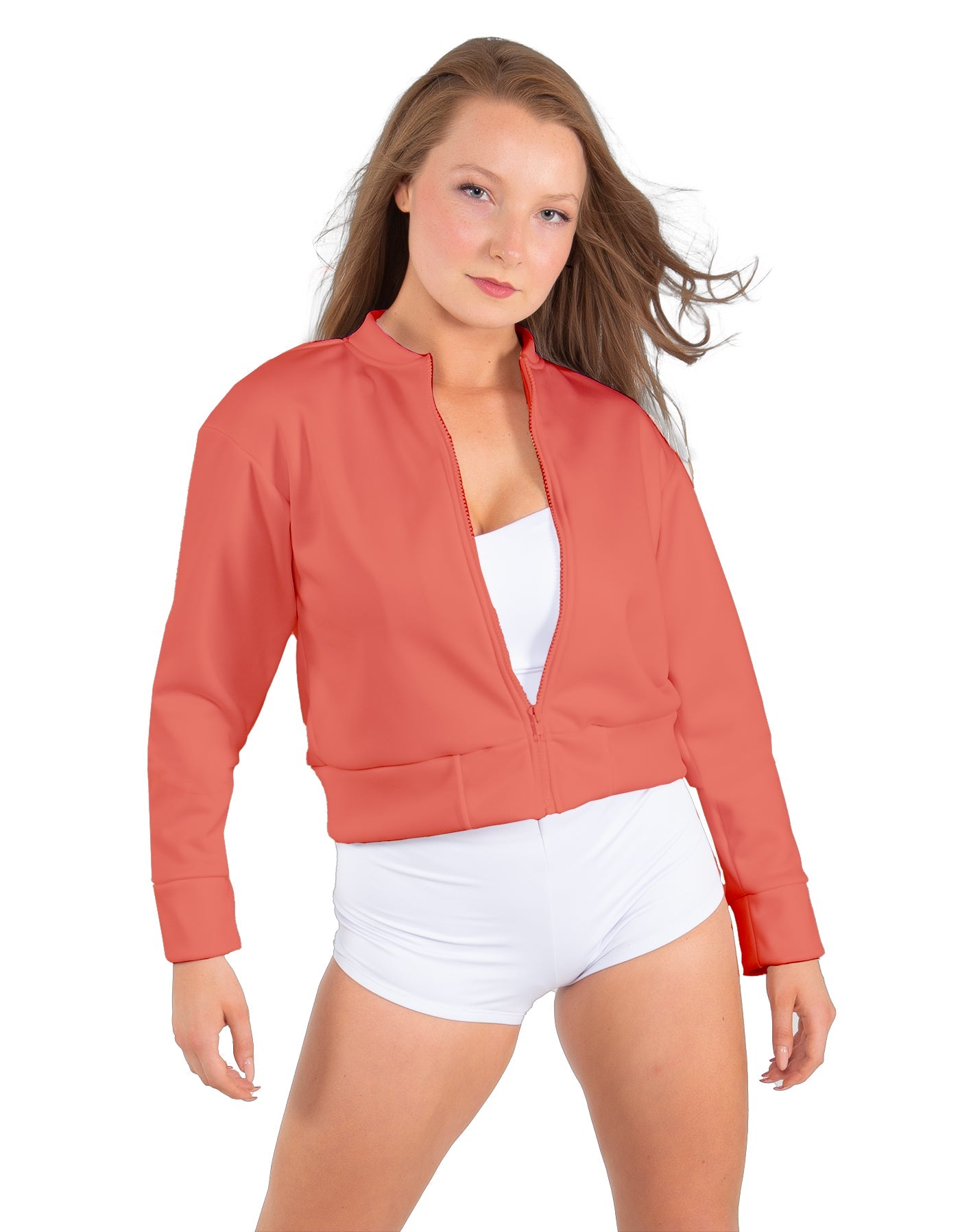 Solid Fleece Cropped Varsity Jacket