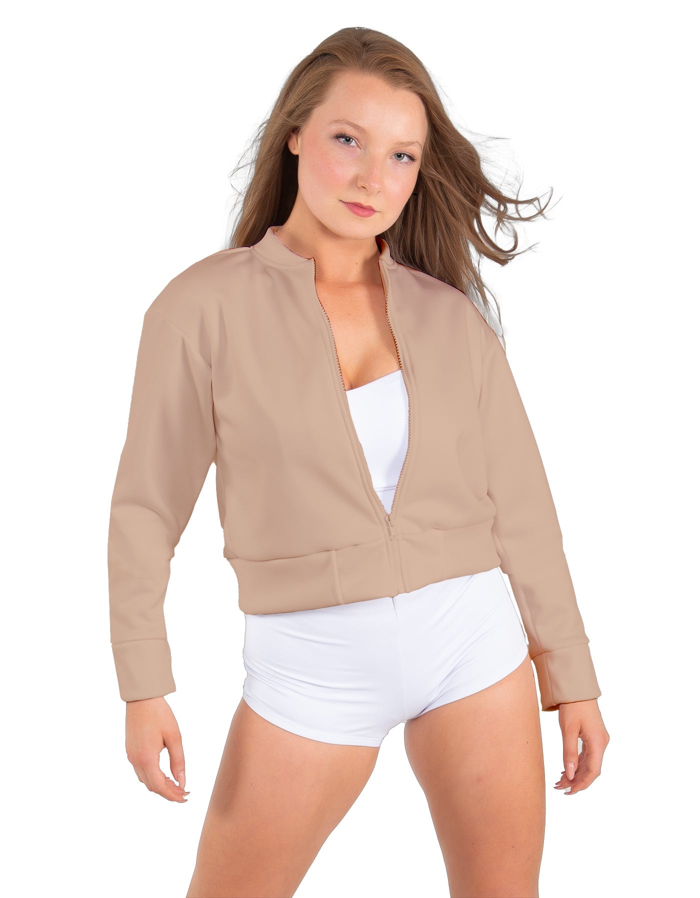 Solid Fleece Cropped Varsity Jacket