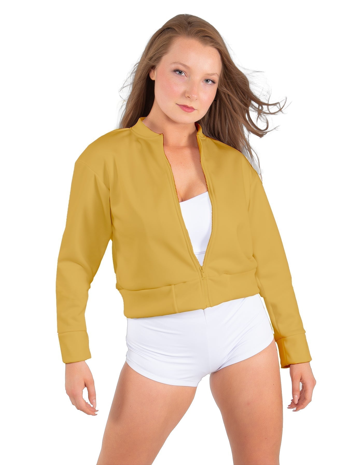 Solid Fleece Cropped Varsity Jacket
