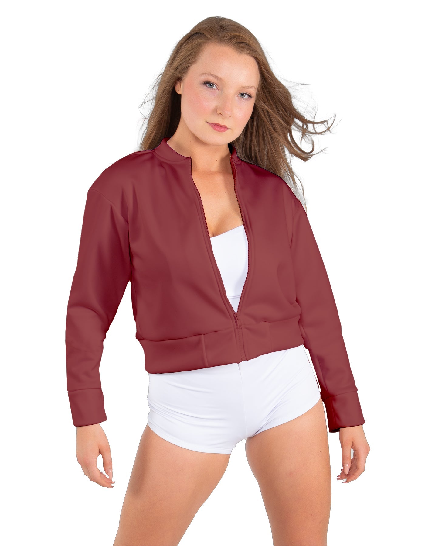 Solid Fleece Cropped Varsity Jacket