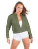 Solid Fleece Cropped Varsity Jacket