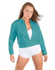 Solid Fleece Cropped Varsity Jacket