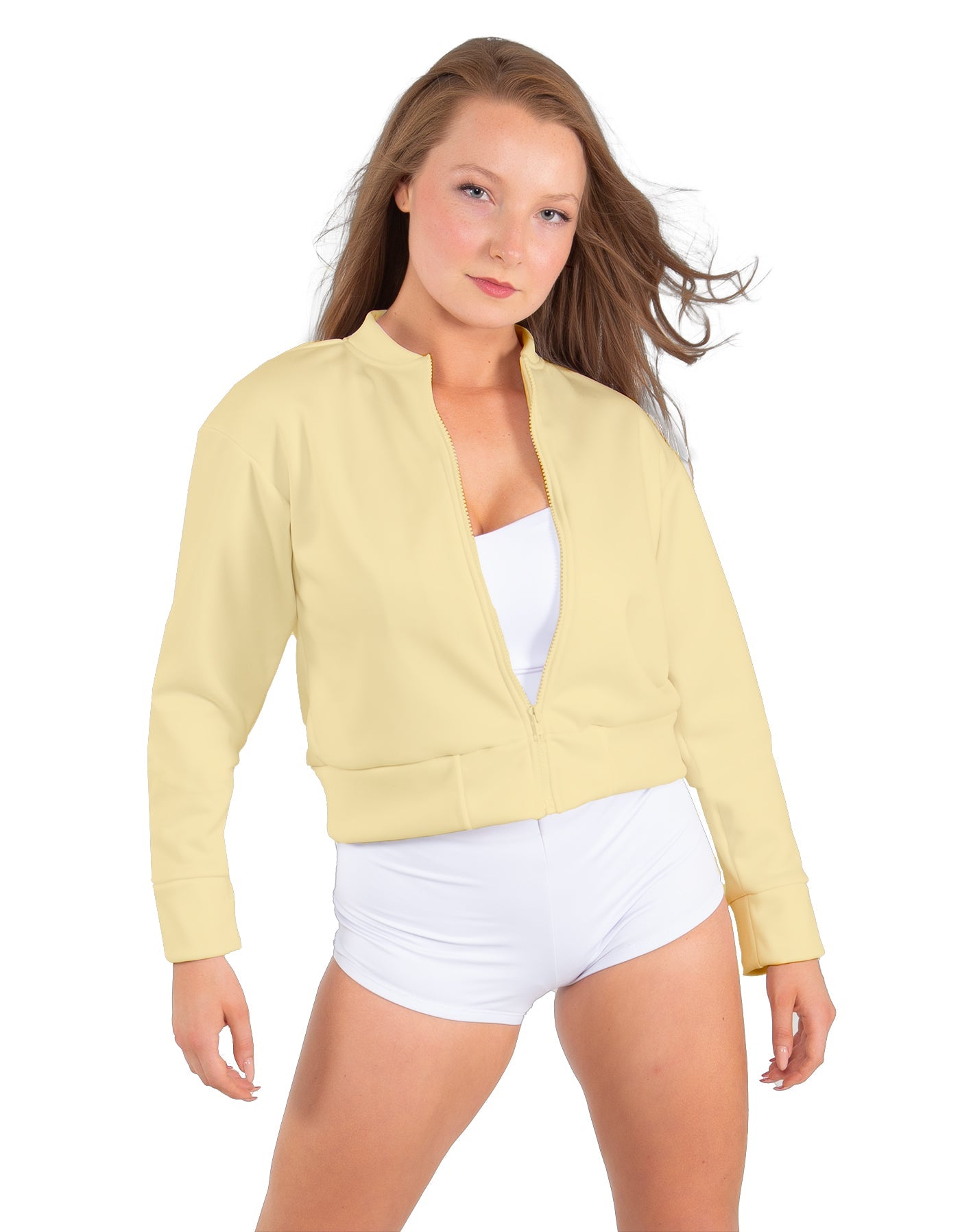 Solid Fleece Cropped Varsity Jacket