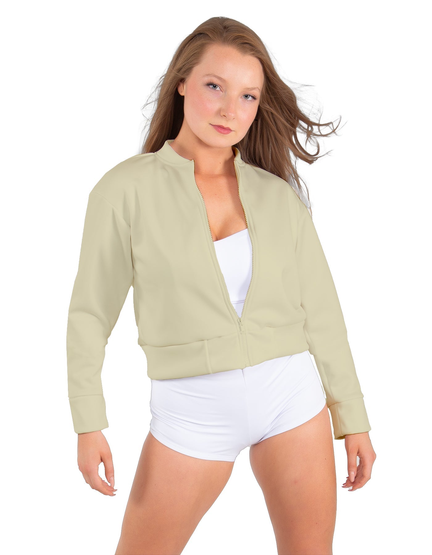 Solid Fleece Cropped Varsity Jacket