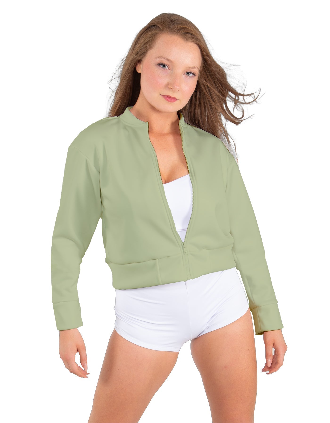 Solid Fleece Cropped Varsity Jacket