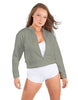 Solid Fleece Cropped Varsity Jacket