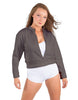Solid Fleece Cropped Varsity Jacket