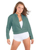 Solid Fleece Cropped Varsity Jacket