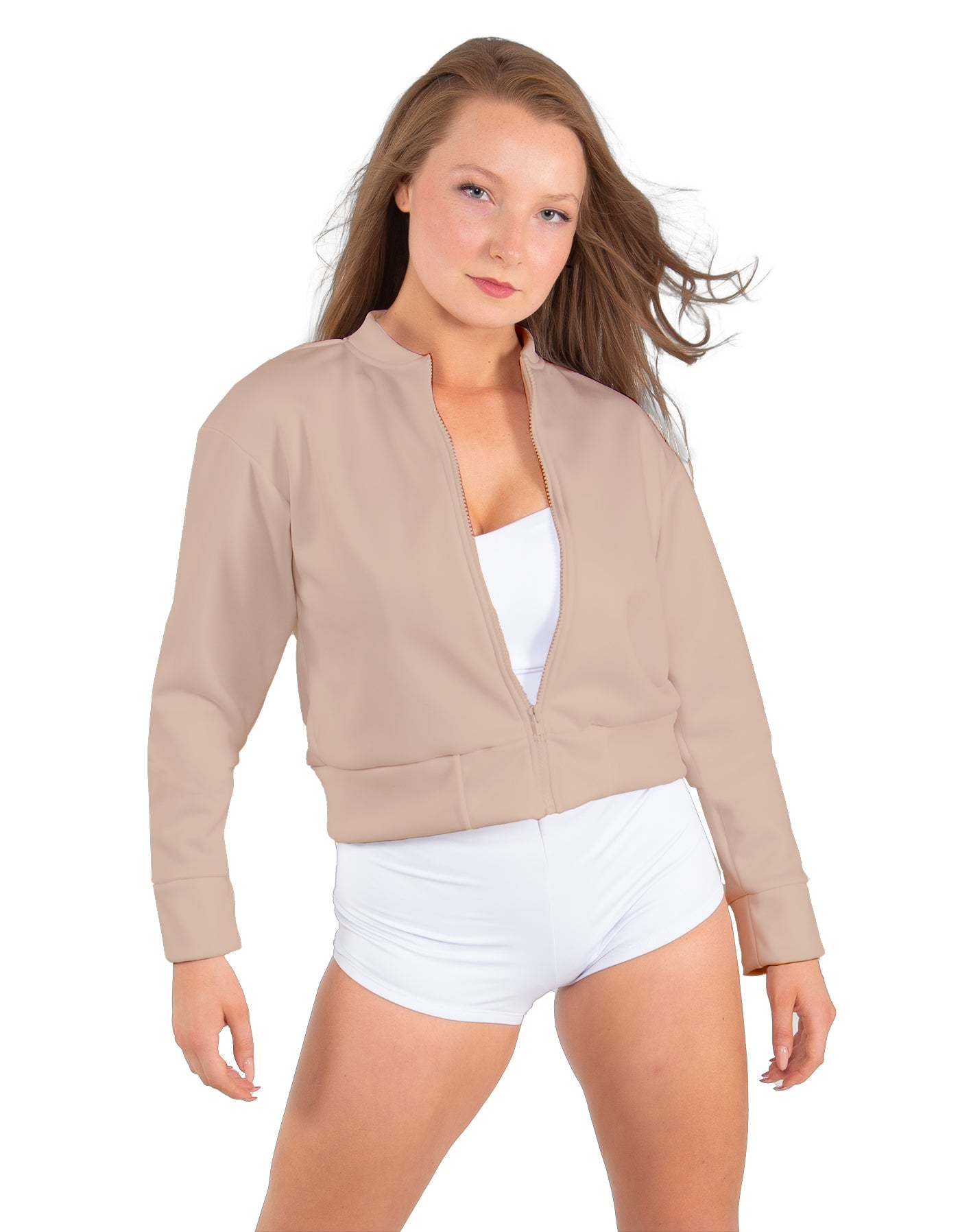 Solid Fleece Cropped Varsity Jacket