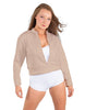 Solid Fleece Cropped Varsity Jacket