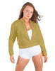 Solid Fleece Cropped Varsity Jacket