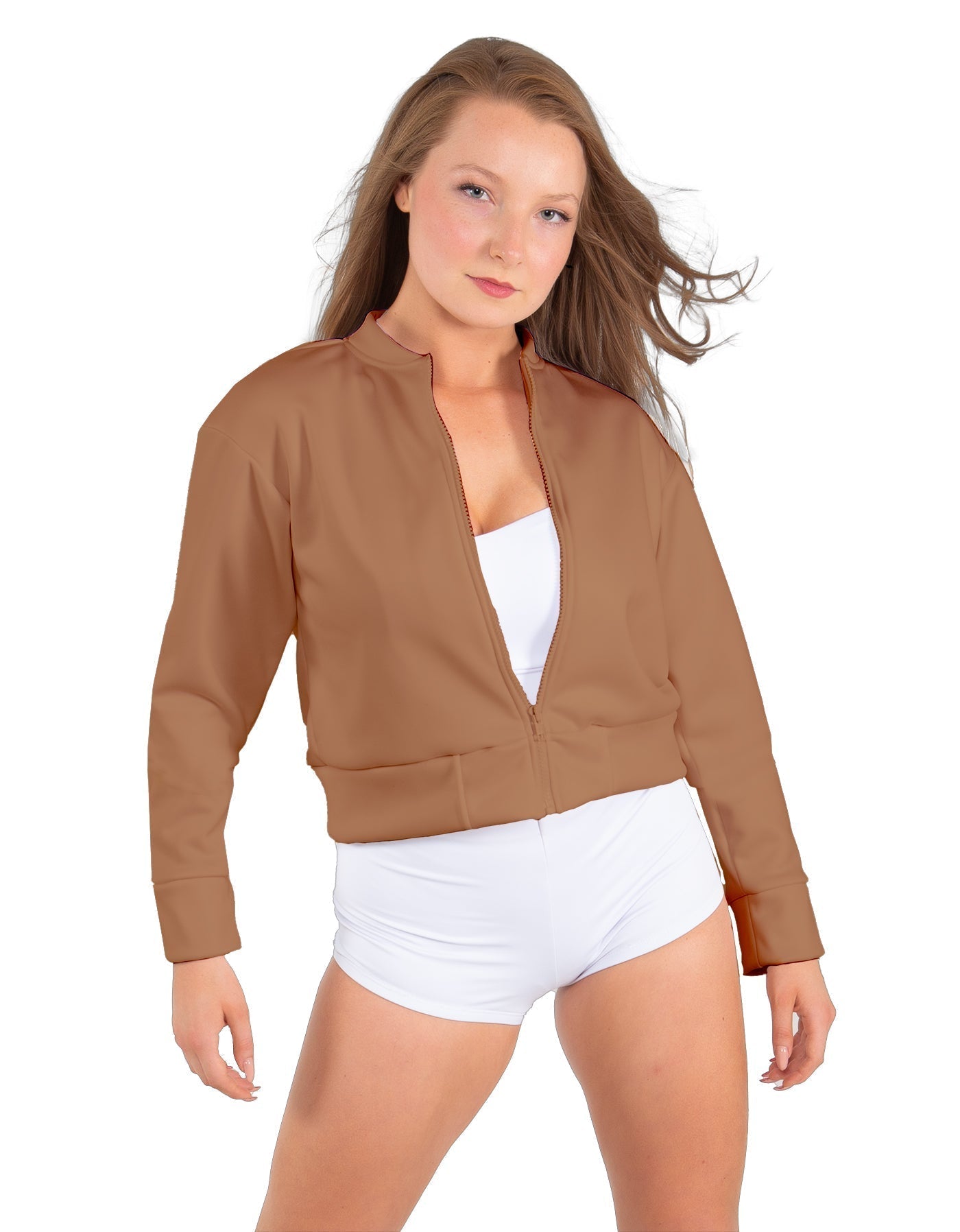 Solid Fleece Cropped Varsity Jacket
