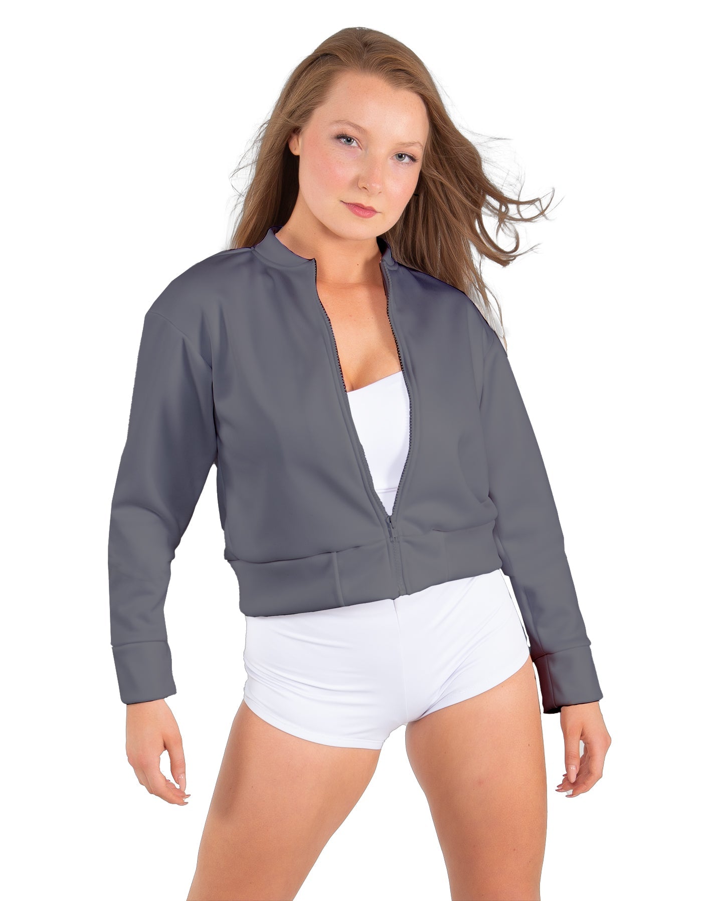 Solid Fleece Cropped Varsity Jacket