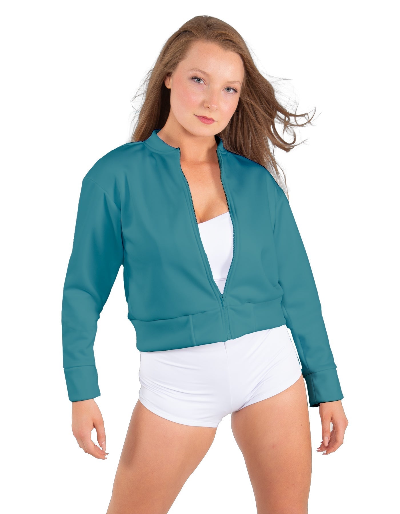 Solid Fleece Cropped Varsity Jacket