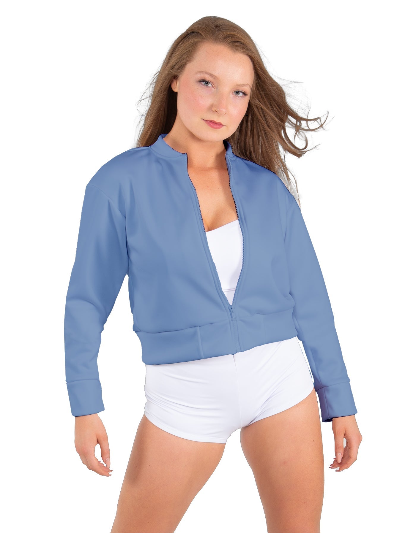 Solid Fleece Cropped Varsity Jacket