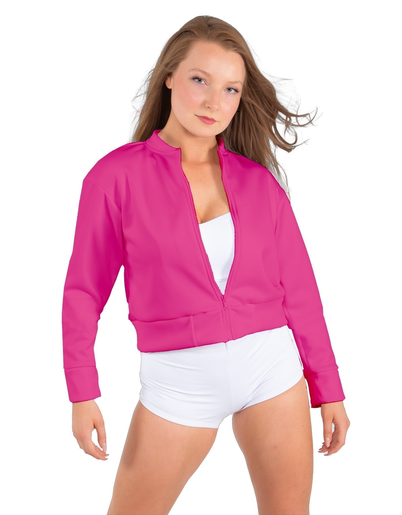 Solid Fleece Cropped Varsity Jacket