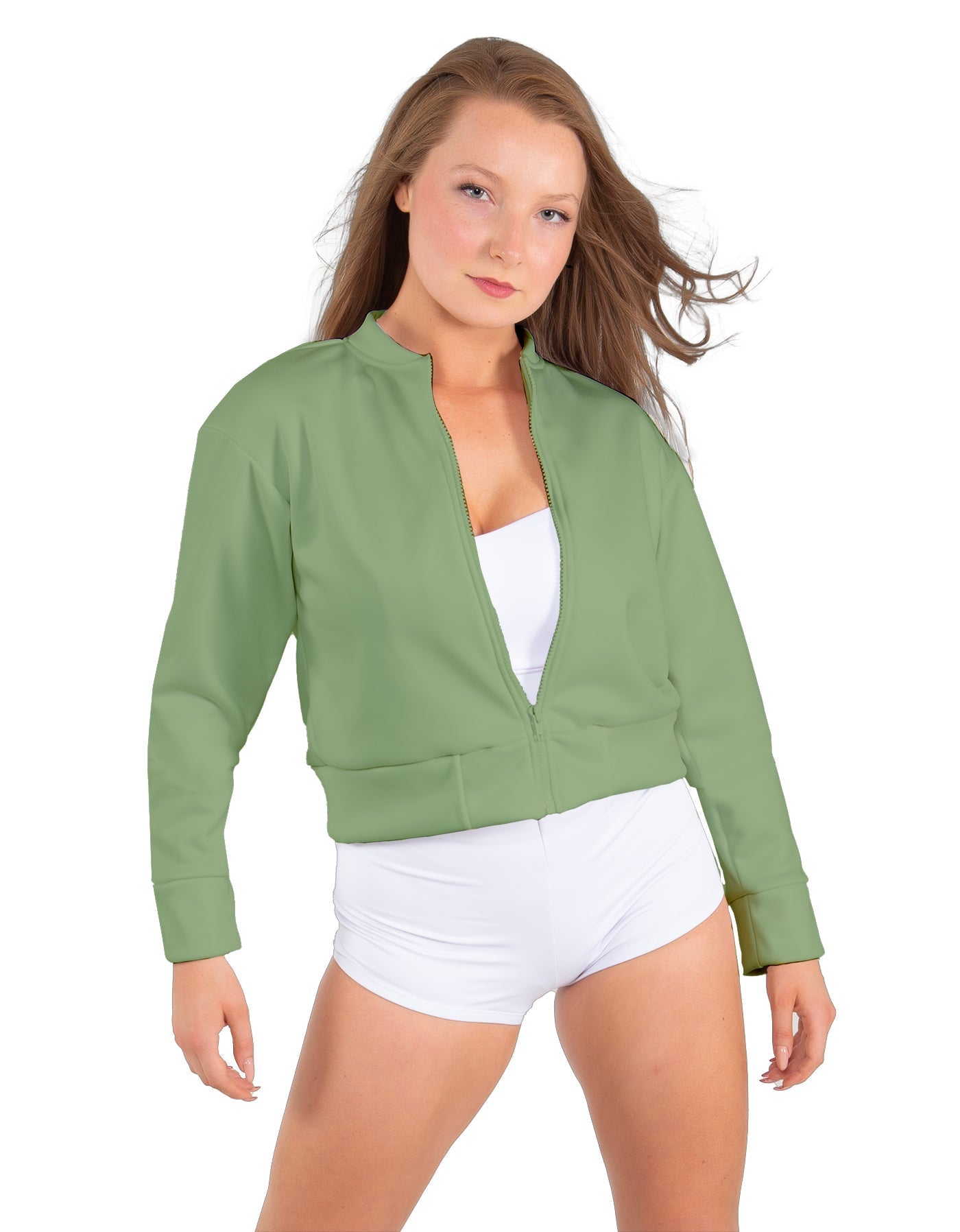 Solid Fleece Cropped Varsity Jacket