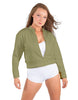 Solid Fleece Cropped Varsity Jacket