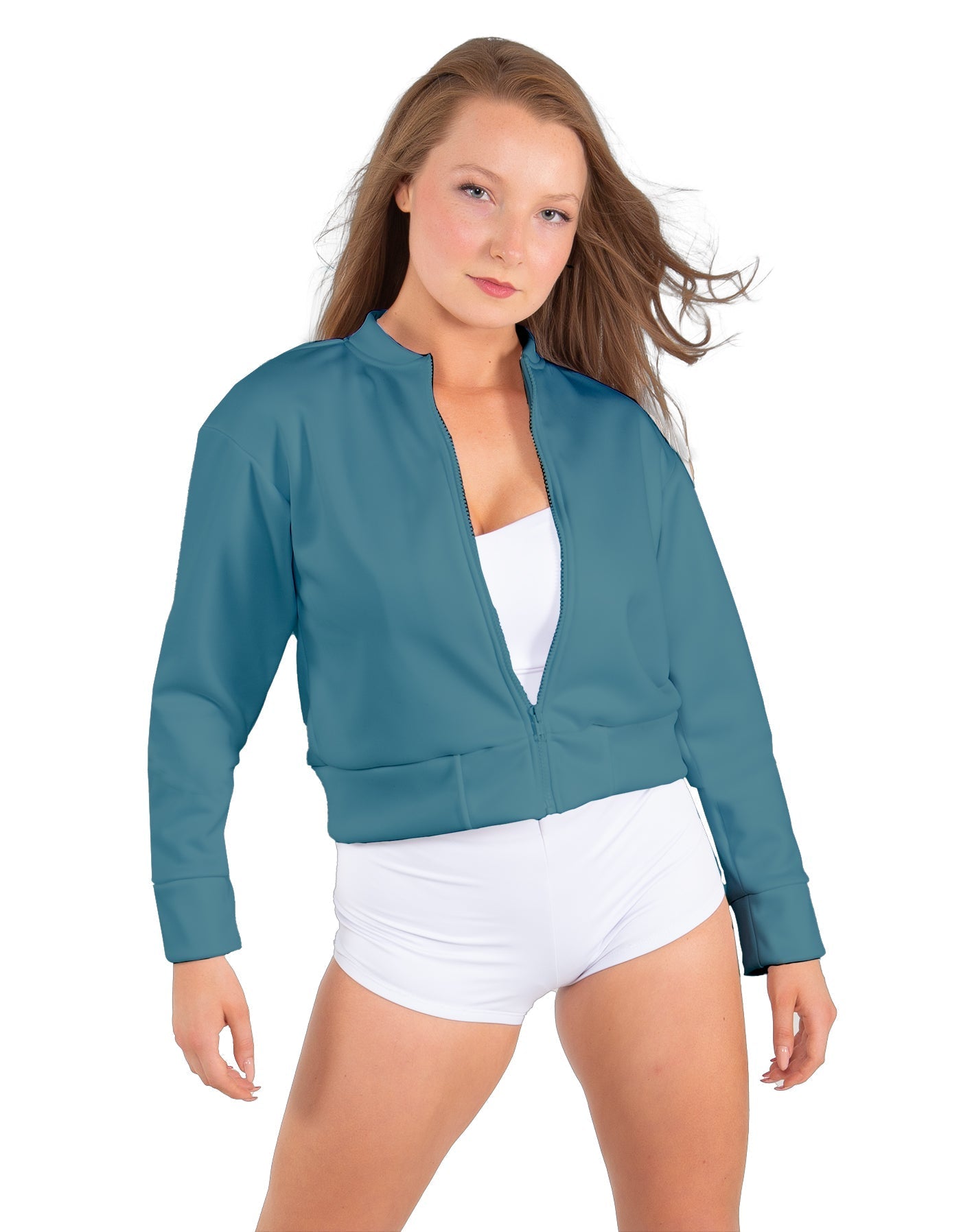 Solid Fleece Cropped Varsity Jacket