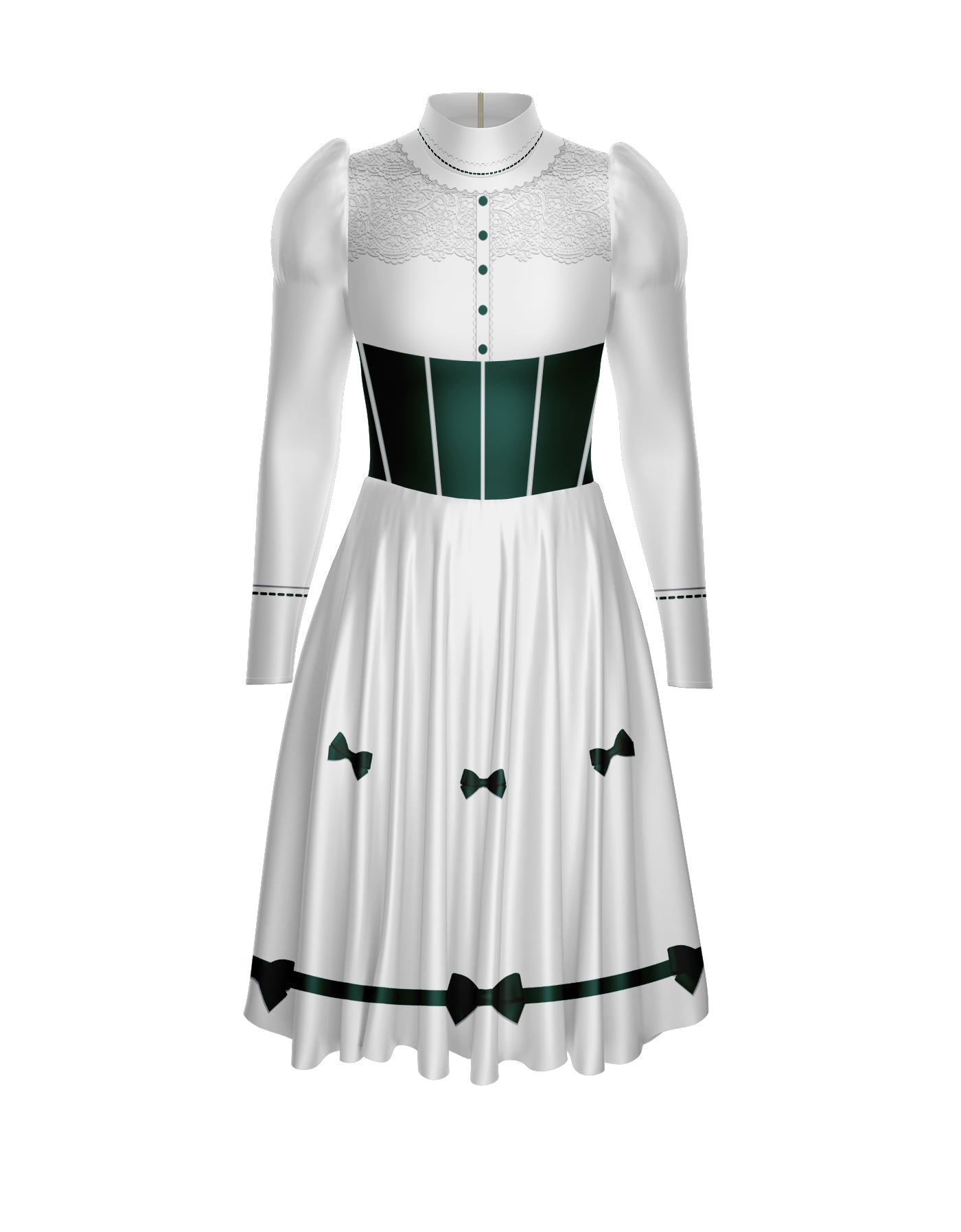 Jolly Holiday LS Puff Sleeve TNeck Dress with Character Skirt