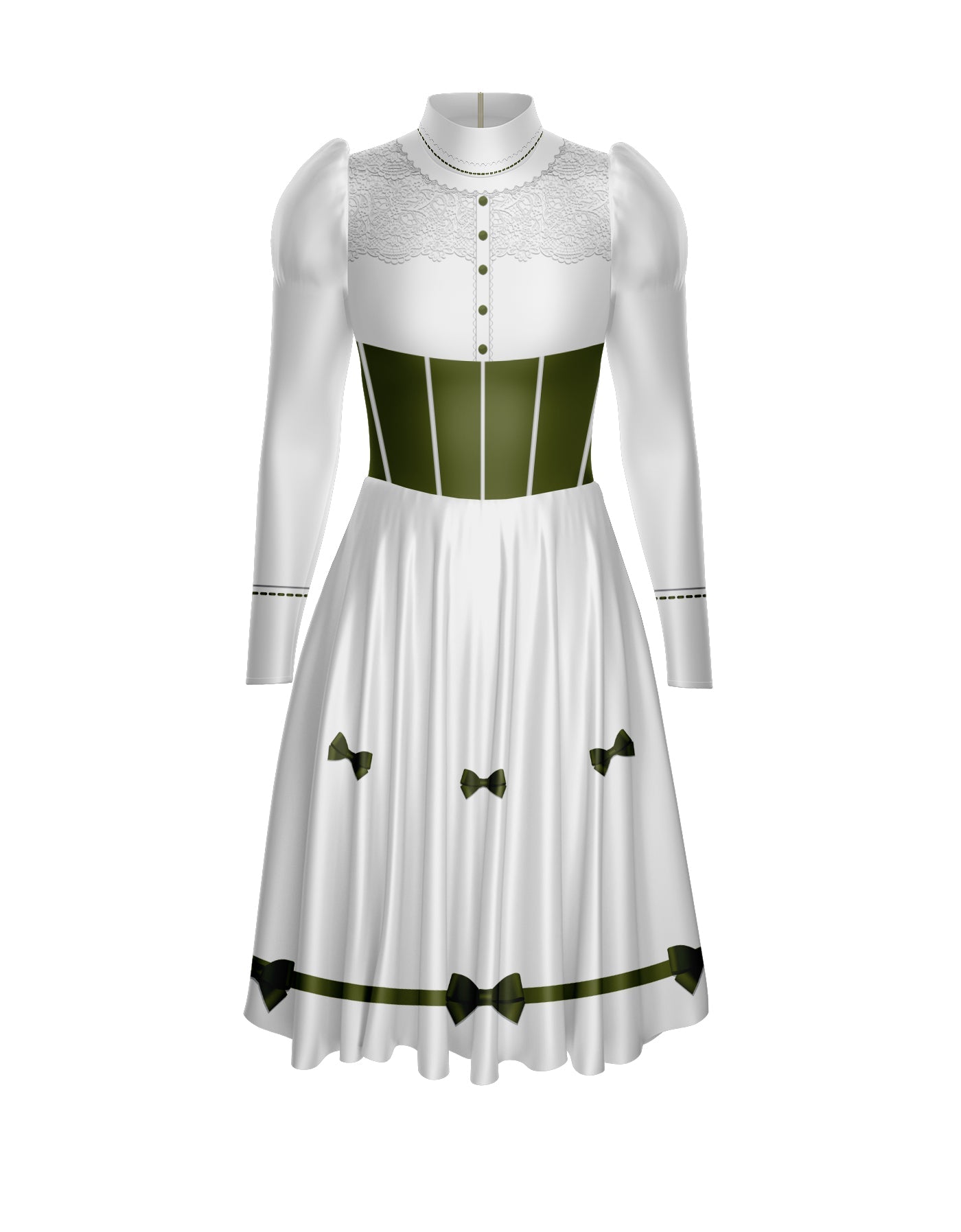 Jolly Holiday LS Puff Sleeve TNeck Dress with Character Skirt