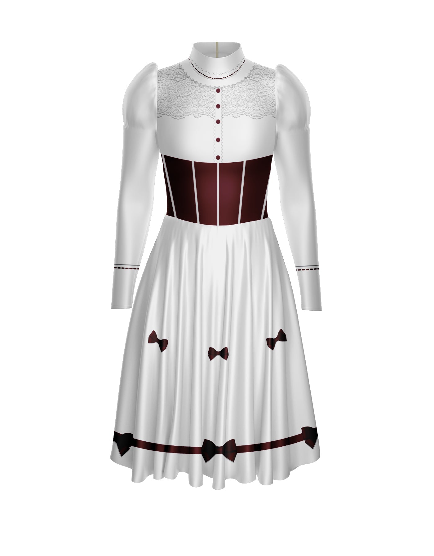 Jolly Holiday LS Puff Sleeve TNeck Dress with Character Skirt