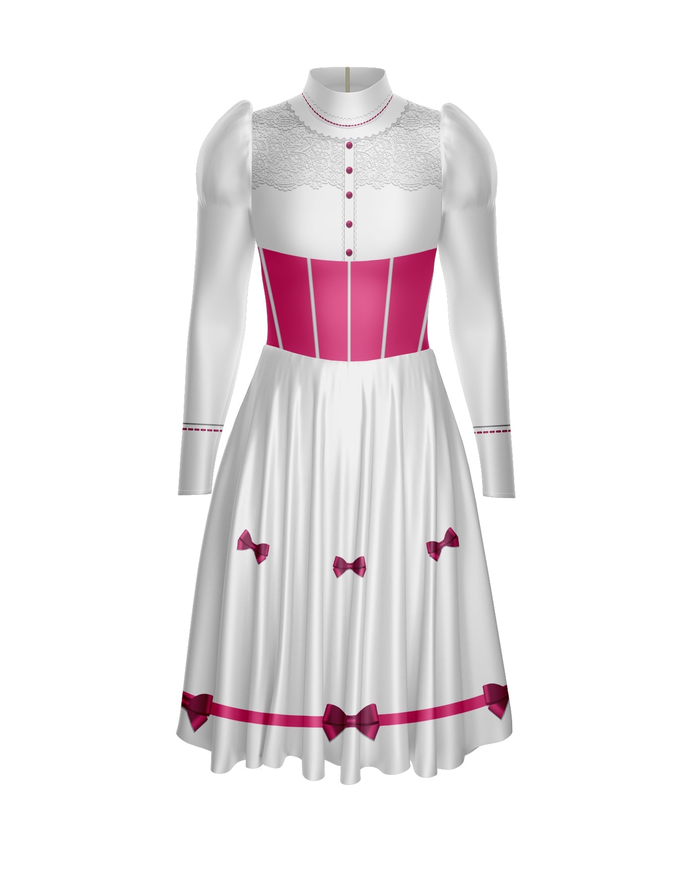 Jolly Holiday LS Puff Sleeve TNeck Dress with Character Skirt