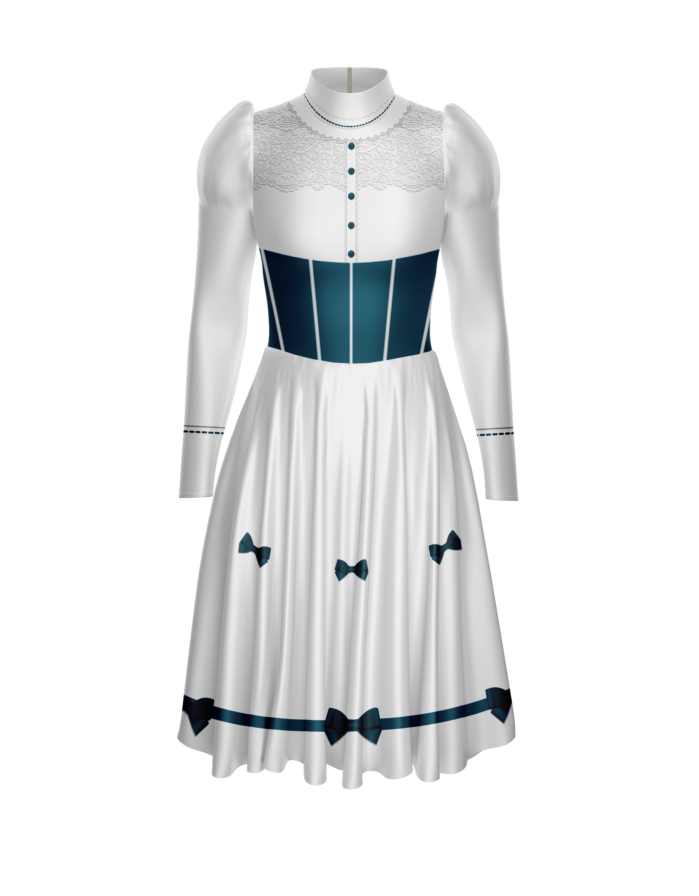 Jolly Holiday LS Puff Sleeve TNeck Dress with Character Skirt