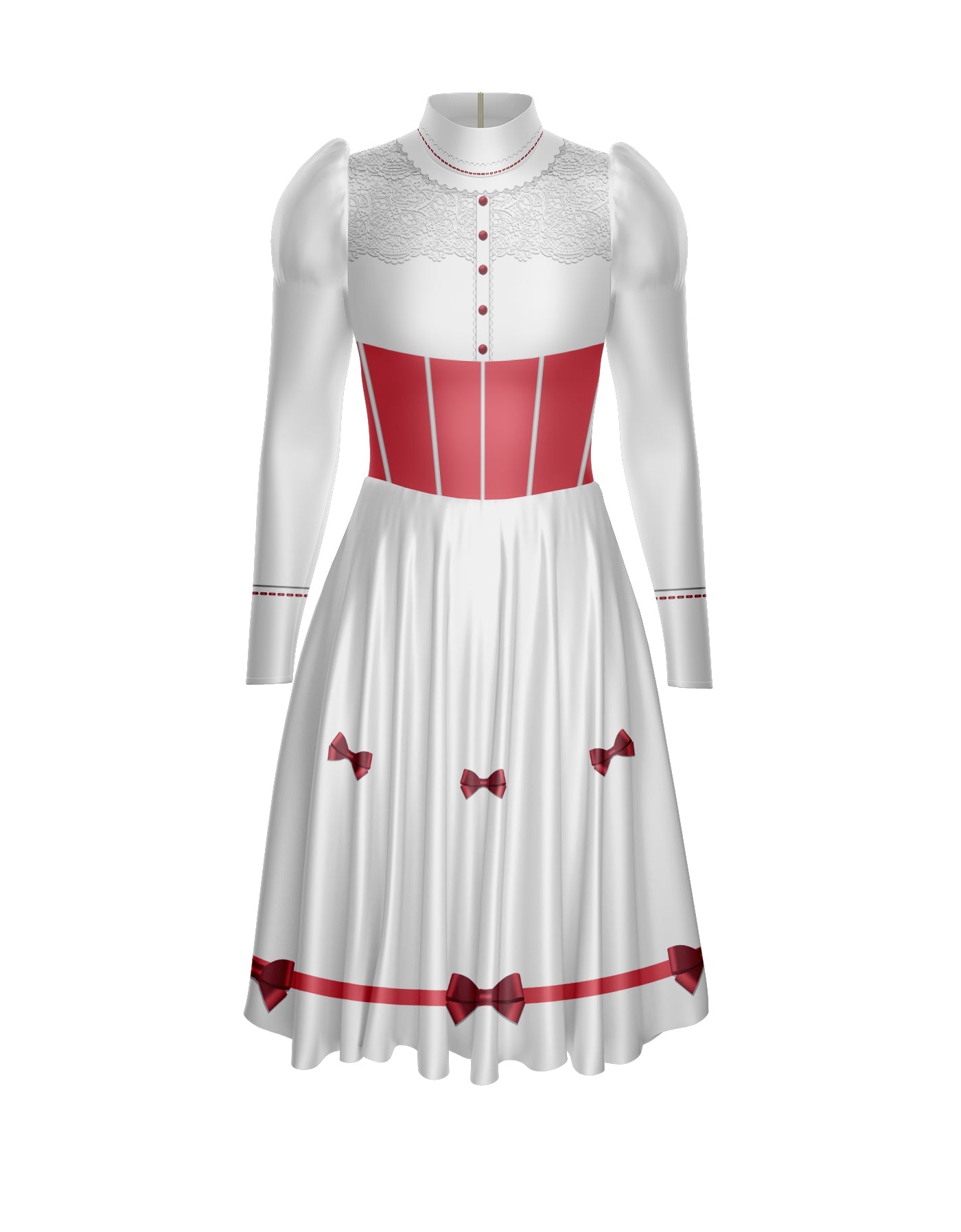 Jolly Holiday LS Puff Sleeve TNeck Dress with Character Skirt