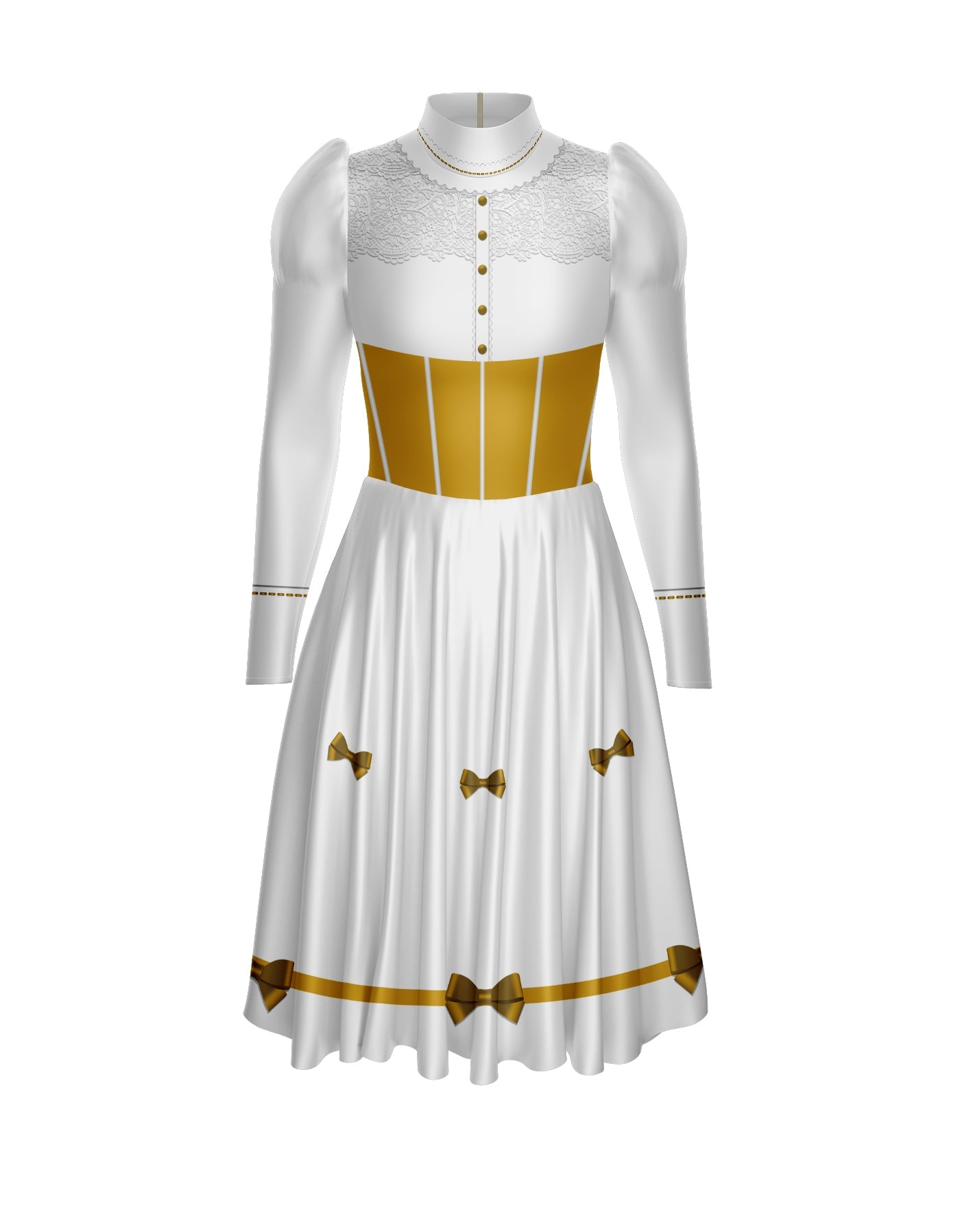 Jolly Holiday LS Puff Sleeve TNeck Dress with Character Skirt
