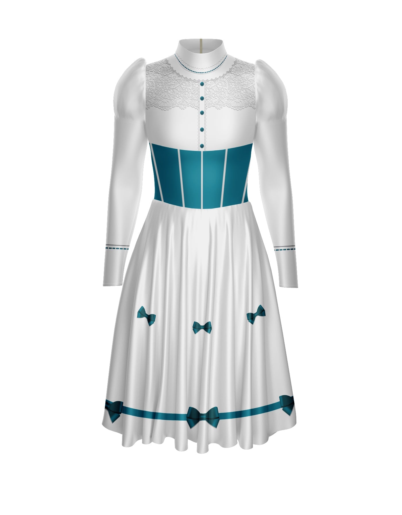 Jolly Holiday LS Puff Sleeve TNeck Dress with Character Skirt